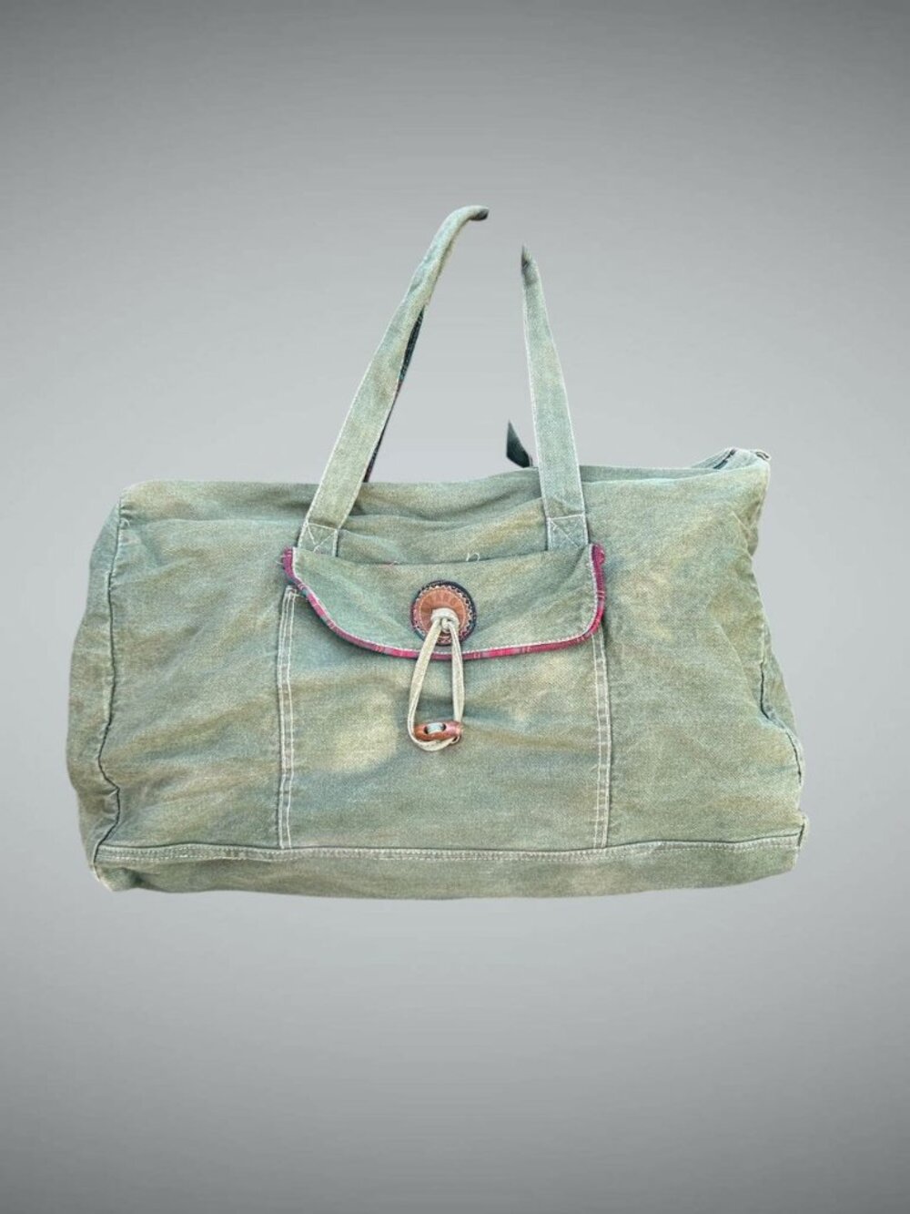Gitano Vintage 80s Drab Army Green Denim Canvas Duffle Bag Used